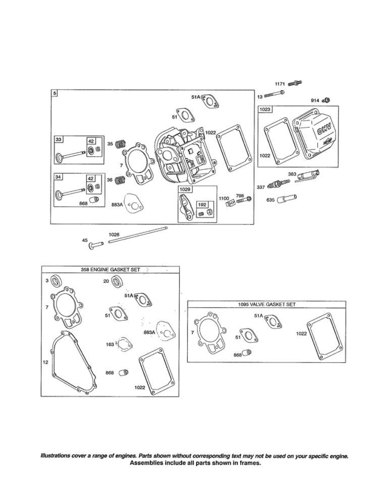 Head Cylinder/Gasket Sets Diagram and Parts List for 21T200 0110-0116 Briggs and Stratton Engine